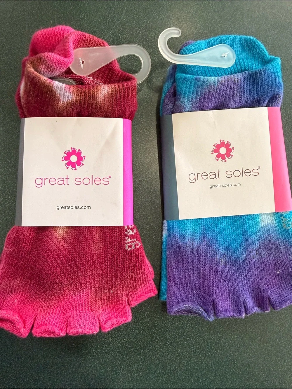 Great Soles Women's Tie-Dye Toe Socks - Pink and Blue